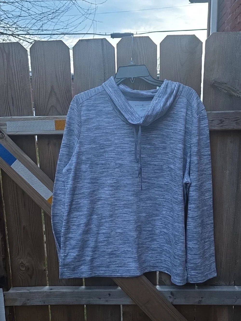 Light Gray Marled Cowl Neck Pullover